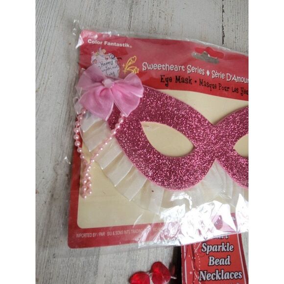 Valentine's glitter pink heart mask masquerade heart necklace props decor - Picture 5 of 8